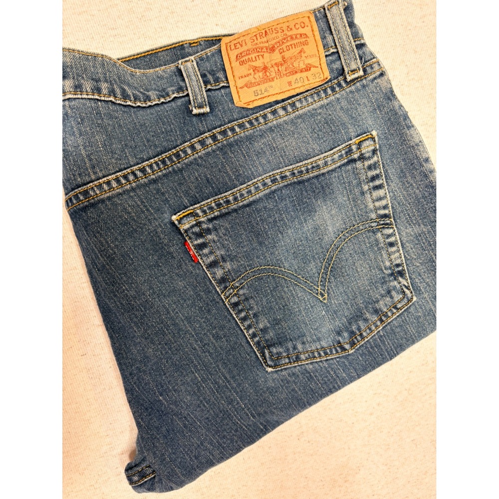 Levis 514 Slim Straight Jeans Mens‎ 40x32 Medium Wash Blue Denim Pants